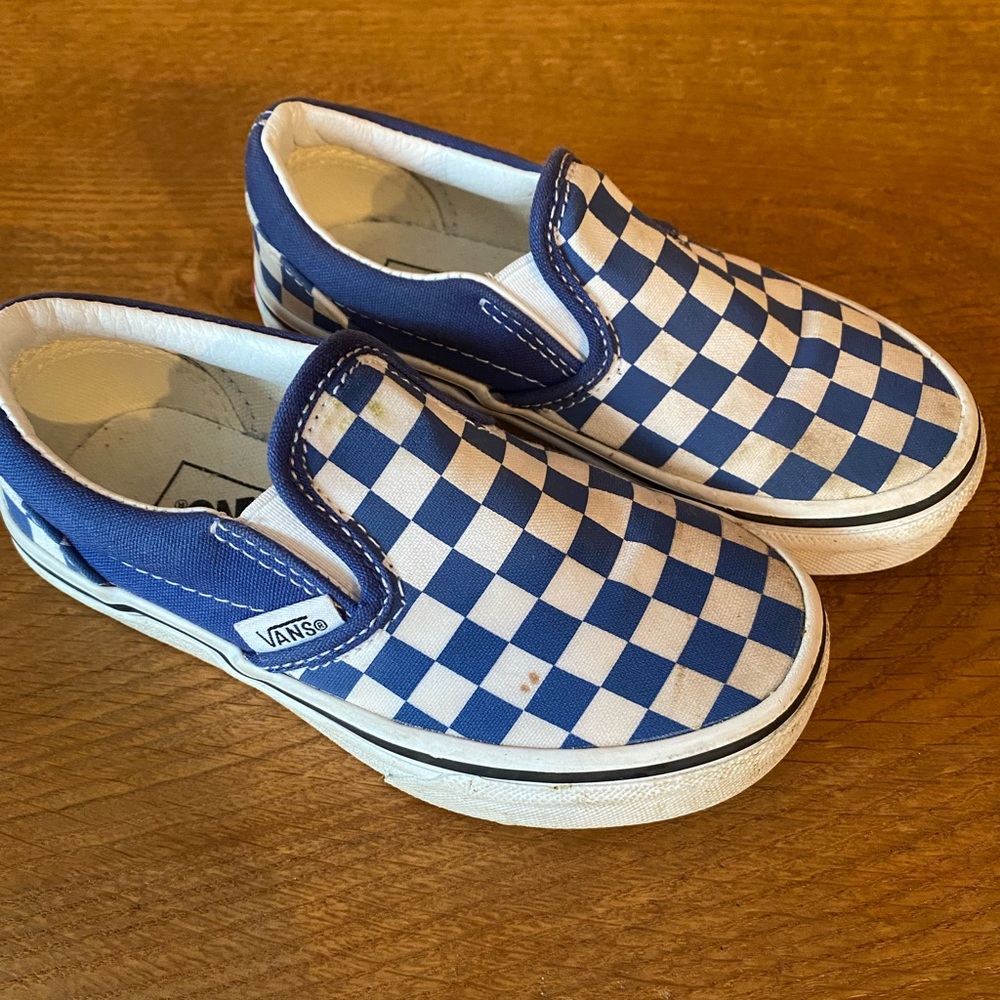 Blue Checkered Toddler Vans size 10.5